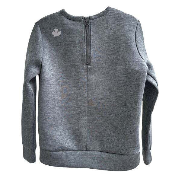 ROOTS Athletics Canada Gray Pullover Back Zip Faux Neoprene Scuba Sweatshirt M - Picture 2 of 11